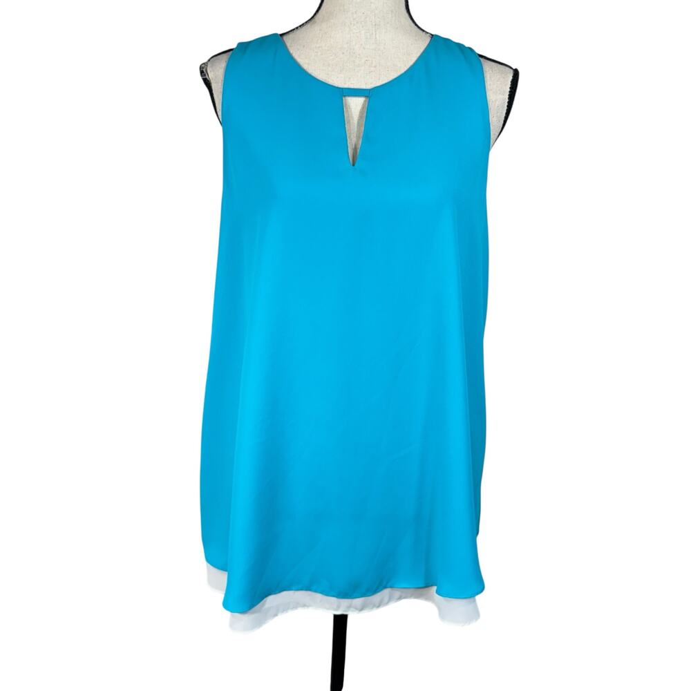 Cremieux Large Tunic Top Sleeveless Lined Rear Zipper Keyhole Neck Lightweight